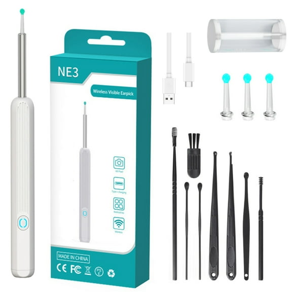 Toopower Earwax Removal Tool with Camera, 1296P HD Wifi Otoscope, Ear Cleaner Kit with 6 Ear Picks (White)