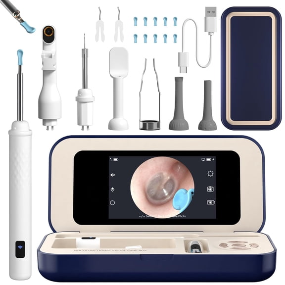 Ear Cleaner with Camera, Wireless Ear Wax Removal Tool with Screen, Visual Ear Cleaner Kit with Tweezers and Replacement Tips, Safe Ear Cleaning Tool for Kids & Adults