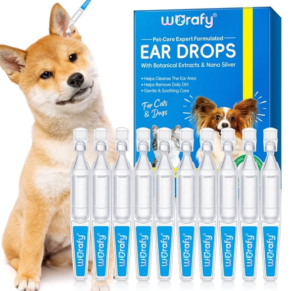 Ear Cleaner for Dogs & Cats  Gentle Plant-Based Formula with Soothing Relief, 10 Single-Use Tubes (1.5 mL Each) Daily Ear Cleaning Solution for Pets