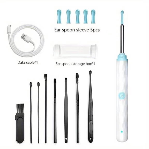 Ear Cleaning Kit For Phones White Ear Canal Cleaner With 1296P Camera 5 Ear Spoons