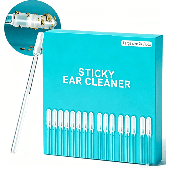 Ear Cleanner Sticky Pick,Reusable Sticky Ear Swabs with Soft Flexible Tip, Washable Ear Cleaning Sticks with Dust Cover Packaging, Ear Cleaning Tool