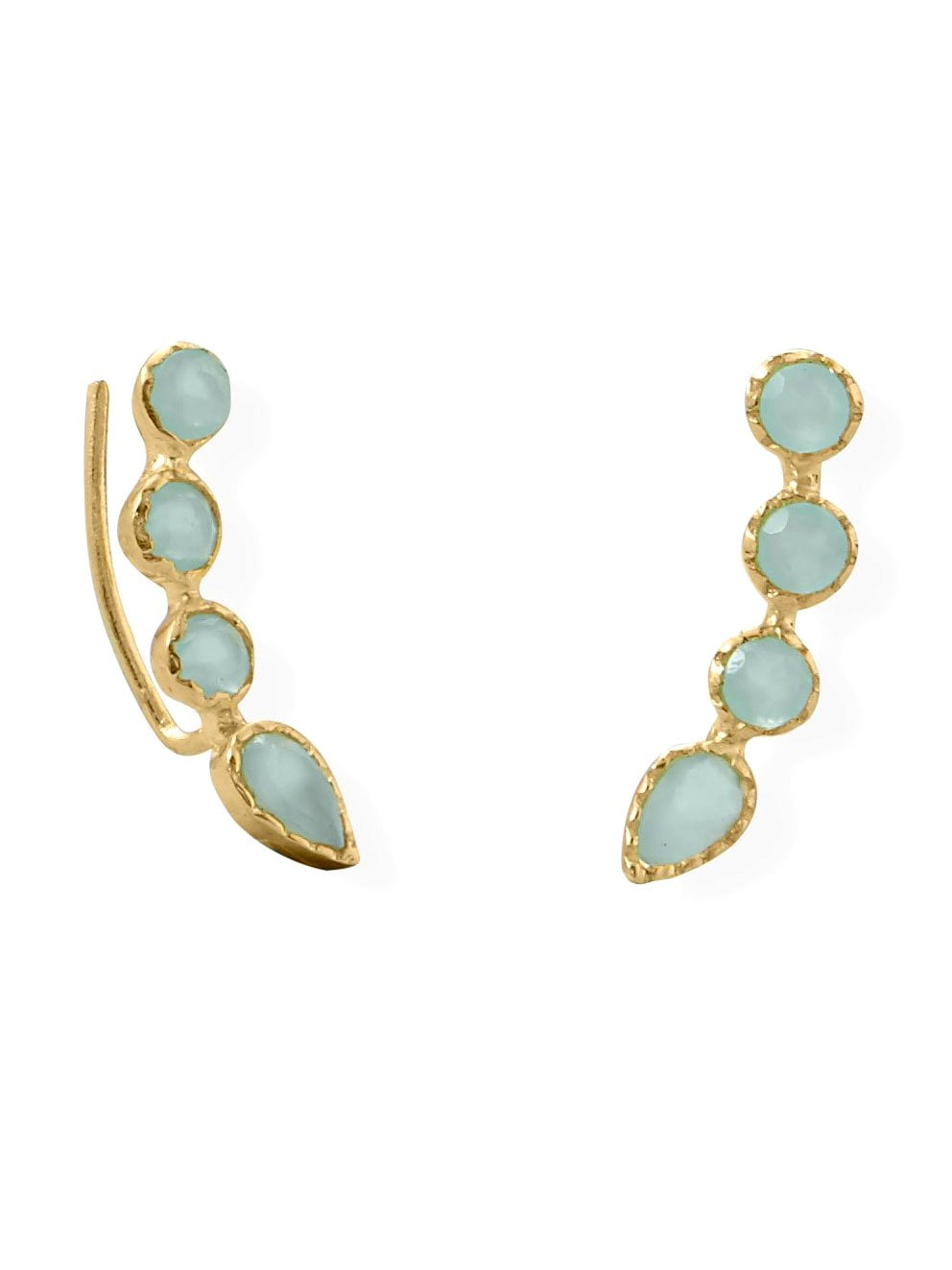 Ear Climber Earrings Aqua Blue Chalcedony Gold-plated Sterling Silver Ear Climber Earrings Aqua Blue Chalcedony Gold-plated Sterling Silver