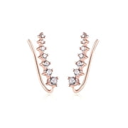 Ear Climbers 18k Rose Gold Plated CZ Crawler Earrings 24mm