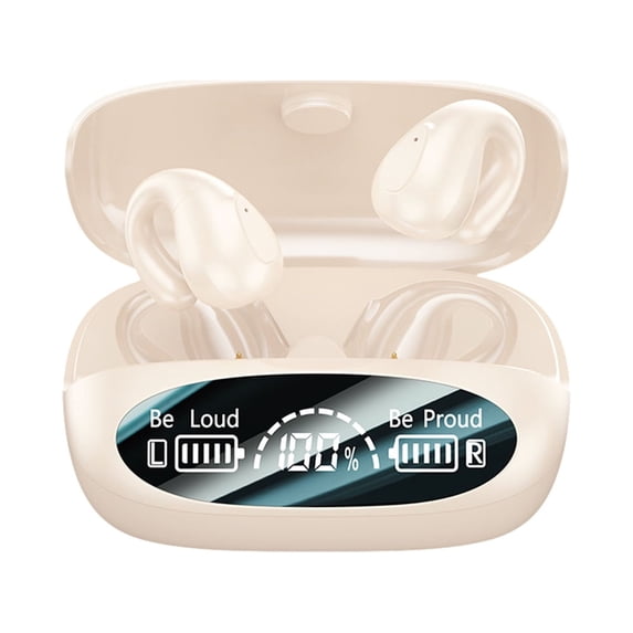 Ear Clip Bluetooth 5.3 Wireless Earbuds,Ultra Comfort No Pressure Wear,Premium HiFi Audio,Long Battery Life,High Grade Mirror Surface,LED Intelligent Power Display,Low Latency Headphones