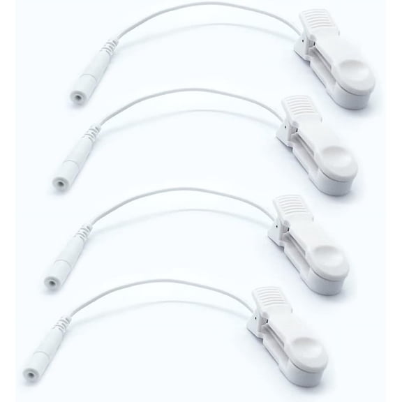 Ear Clip Electrode Lead Wires, 2.0mm Pin Snap Connection Compatible with Most TENS EMS Units, 4Pcs