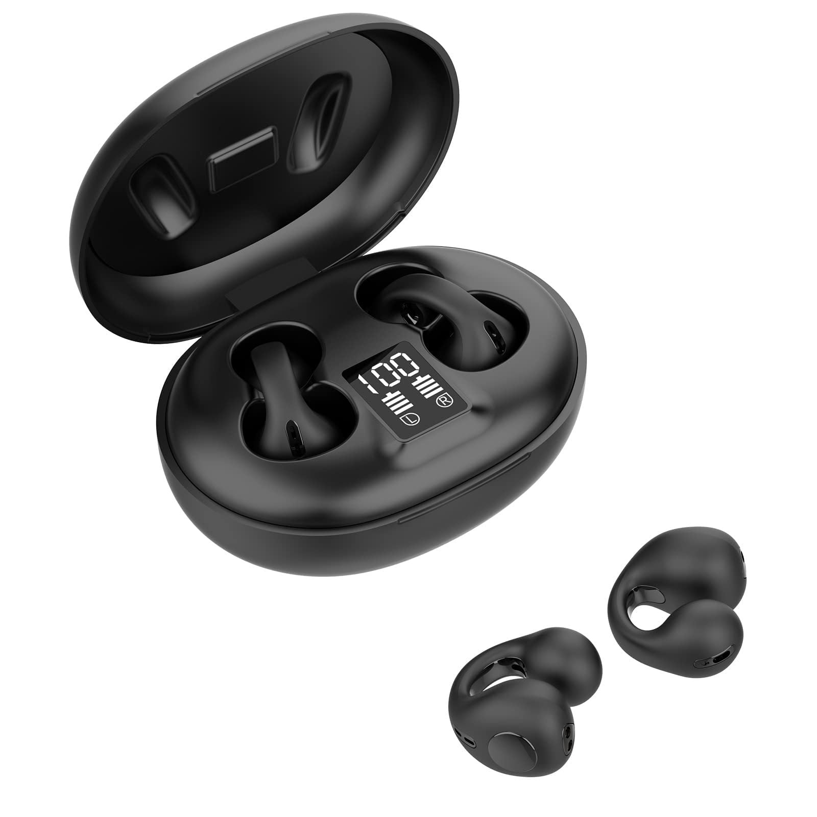 Ear Clip On Bone Conduction Headphones Head Set Wireless Bluetooth Ear