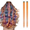 thumbnail image 1 of Ear-Clip Wig Extensions 2PC- Color Card Wig Piece, Long Straight Hair, Two Piece Color Hair Extension, Gradient Hanging Ear, Dyed, Adjustable, DIY Hairstyles, 19.6" Wedding, Halloween, Christ, 1 of 9