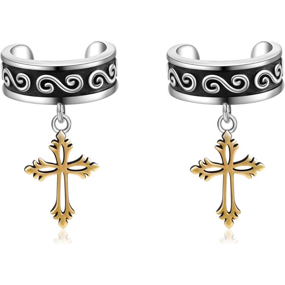 Ear Cuff Earrings 925 Sterling Silver Ear Cuff Cross Earrings Hypoallergenic Sterling Silver Cross Ear Cuff Adjustable No Piercing Ear Cuff Clip On Earrings For Women[Z1]