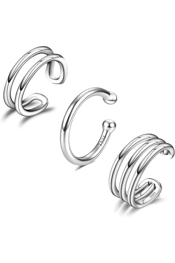 Ear Cuff Earrings 925 Sterling Silver Ear Cuff Earrings Hypoallergenic Simple Adjustable Non Piercing Ear Cuff Clip On Earrings Set For Women[Z1]