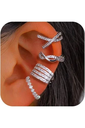Ear Cuff Earrings For Women Gold Silver Two Tone Mixed Metal Non Piercing Clip On Cartilage