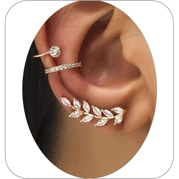 Ear Cuff Earrings for Women Cubic Zirconia Hoop Huggie Ear Cuffs for Women Non Piercing Crystal Earrings for Women