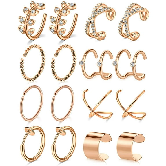 Briana Williams Ear Cuff Earrings, Rose Gold, Stainless Steel, Clip On, Non Piercing, Female