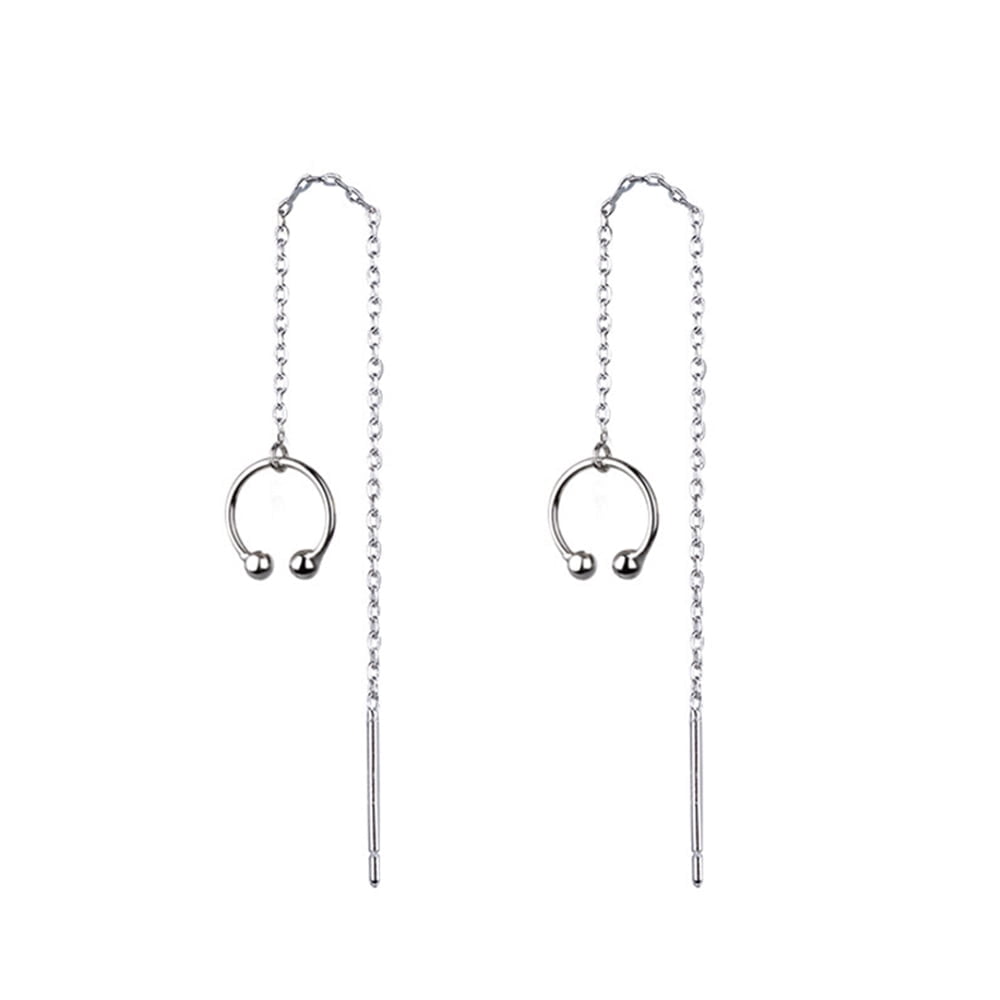 Ear Cuff Long Chain Dangle Earrings for Women 925 Sterling Silver