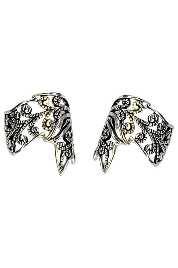 Ear Cuff Non-Pierced Rhodium Plated Unique Leaf Design - Sold as a pair