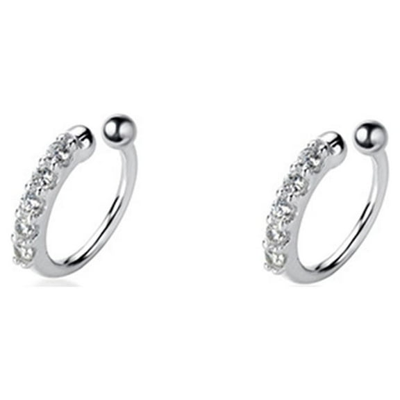 Ear Cuff Wrap Cartilage Earrings Hoops Sterling Silver Cubic Zirconia No Piercing for Women