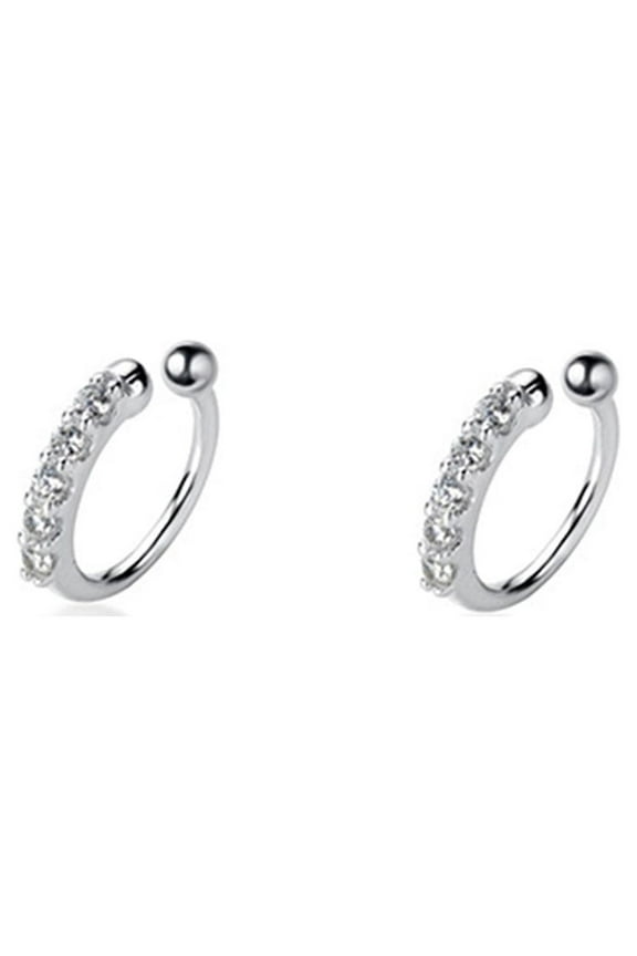 Ear Cuff Wrap Cartilage Earrings Hoops Sterling Silver Cubic Zirconia No Piercing for Women