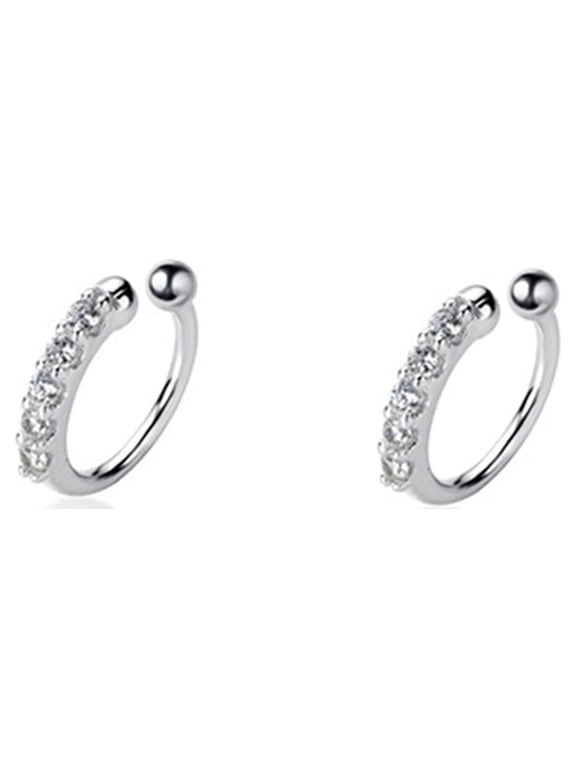 Ear Cuff Wrap Cartilage Earrings Hoops Sterling Silver Cubic Zirconia No Piercing for Women