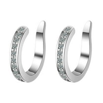 Ear Cuffs Earrings for Women Non Piercing - Clip on Cartilage Earrings Dainty 14K Gold Sterling Silver Plated Cubic Zirconia Huggie Hoop Earring for Women, Silver