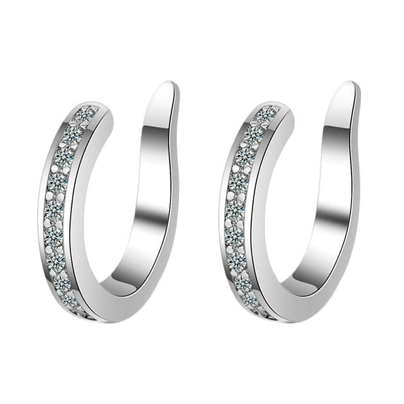 Ear Cuffs Earrings for Women Non Piercing - Clip on Cartilage Earrings Dainty 14K Gold Sterling Silver Plated Cubic Zirconia Huggie Hoop Earring for Women, Silver