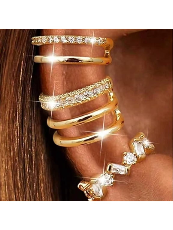 Ear Cuffs Non-Piercing for Women Cute Small Clip-On Cartilage Earrings Dainty Hypoallergenic Fake Piercing Earing Cubic Zirconia Ear Cuff for Non Pierced Ears Jewelry Gift