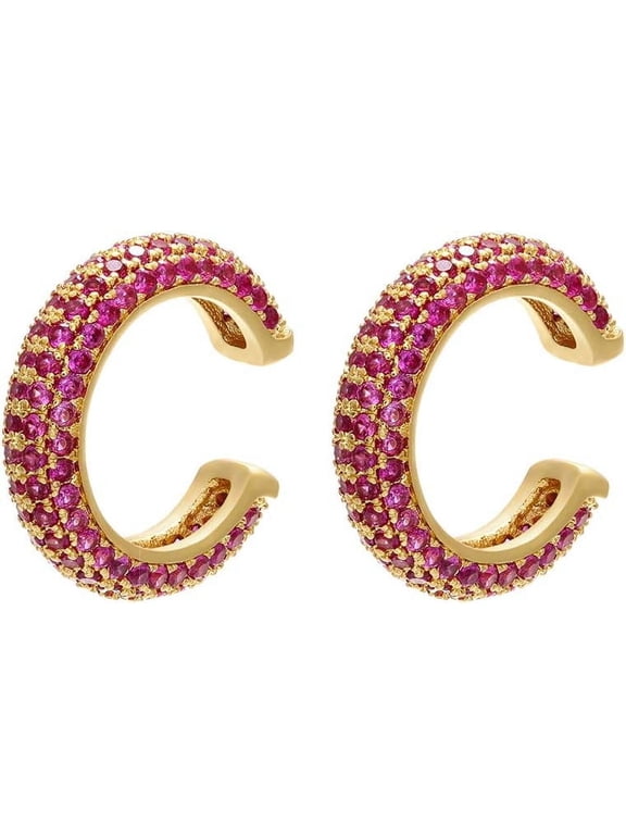 Ear Cuffs for Women - CZ Paved Hoop Conch Cuff Earrings for Men - Sparkle Rhinestones Clip On Wrap Earrings Non Pierced