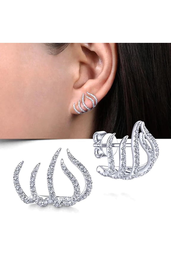 Ear Earrings Diamond Inlaid Earrings Five Claws Curved Earrings Clip Curved Zircon Earrings Mother's Day Birthday Anniversary Gifts for Mom Of The Day