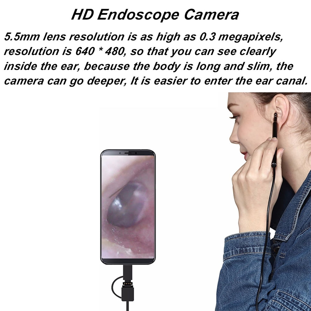 Ear Endoscope Camera, BuiltIn 6Leds 3In1 Ear Spoon Endoscope, Visual