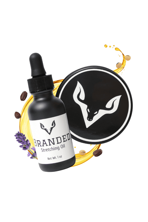 Ear Gauge Care & Stretching Oil Duo by  Branded. Take Care of Your Piercing. After Pierced Kit to Help your Skin Heal and Strecth