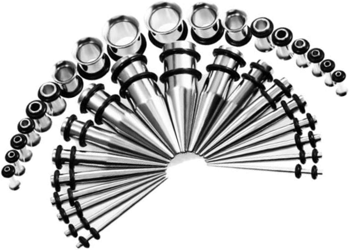 SNYMW Ear Gauge Stretching Kit, 14G-00G Stainless Steel Tapers & Plugs ...