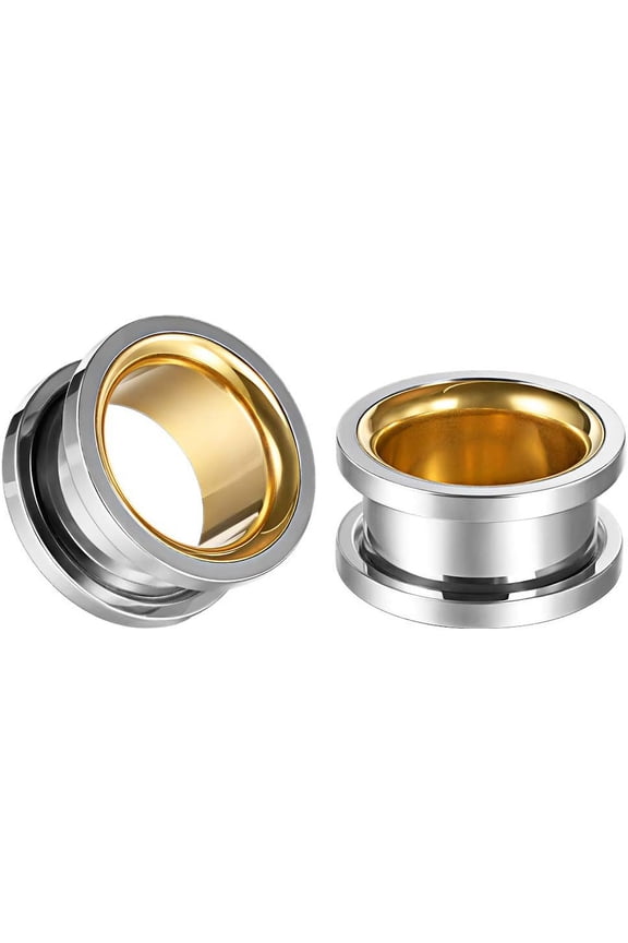 Ear Gauges Screw Surgical Steel Plugs, Flesh Stretchers Earrings, Size 2G To 30Mm Colorful Tunnels.[Z1]