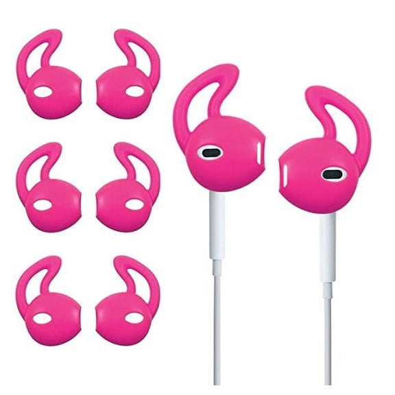 Ear Gel for Apple iPhone Earpod Cover Anti-Slip Silicone Soft Replacement Sport Earbud Tips for iPhone 6S / 6 Plus / 5S / 5C / 5 Comfortable 4 Pairs Clear (Hot Pink)