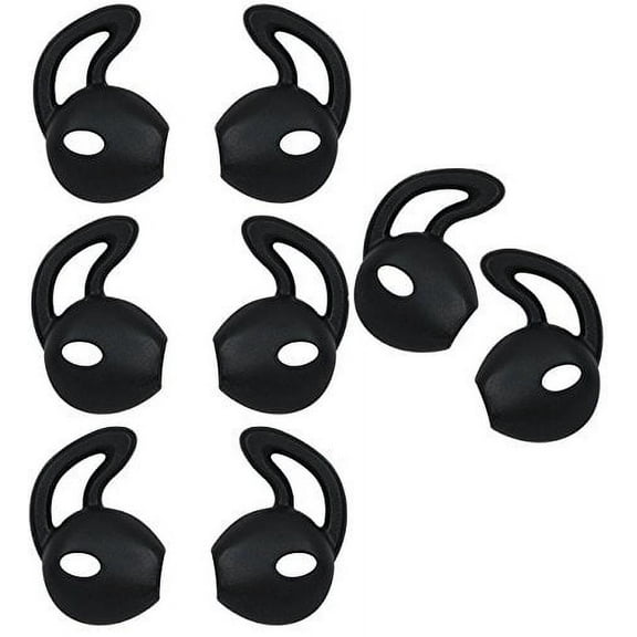 Ear Gel for Apple iPhone Earpod Cover Anti-Slip Silicone Soft Replacement Sport Earbud Tips for iPhone 7 / 6S / 6 Plus / 5S / 5C / 5 Comfortable 4 Pairs (Black)
