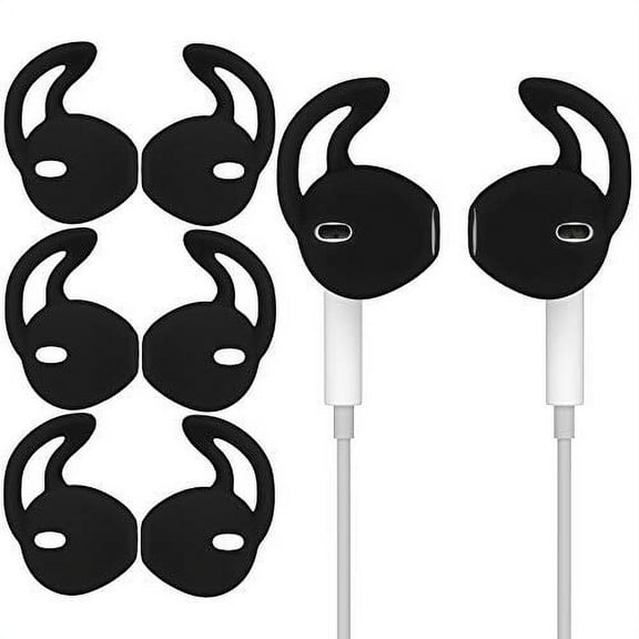 Ear Gel Covers Anti-Slip Silicone Soft Replacement Sport Earbud Tips Comfortable 4 Pairs (Jet Black)