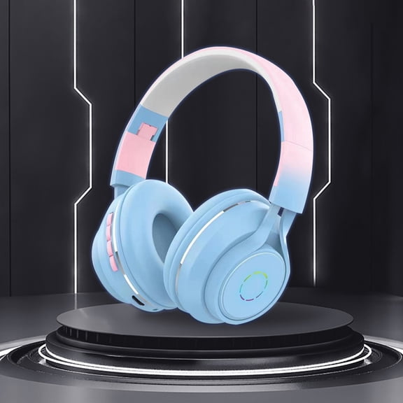 Over Ear Headphones, Hwkond Gradient High-end Large Earmuff Bluetooth Earphones, Personalized Seven Color Illuminated Wireless Sports Earphones, And Headworn Fashionable Earphones,Blue