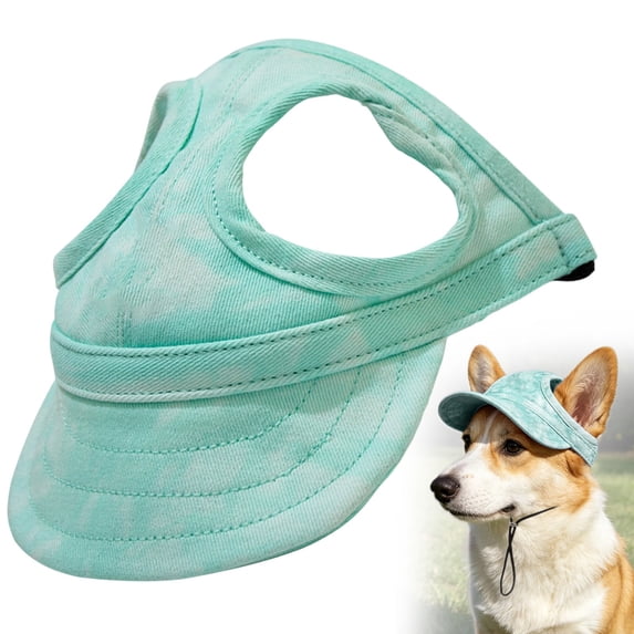 Ear Hole Dog Baseball Cap Adjustable Neck Strap Outdoor Sun Hat for Small Medium Dogs Green S