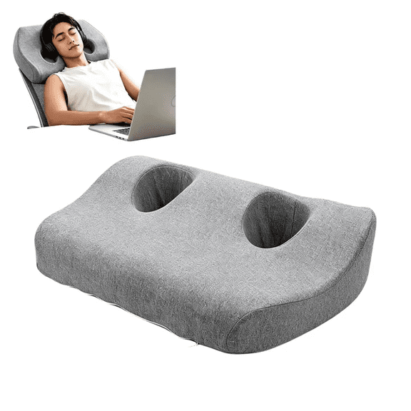 EarHole Side Sleeping Pillow, PressureRelief Cushion With Ear Cutout For Headphones, Sleep Support Pillow For Side Sleepers, Grey