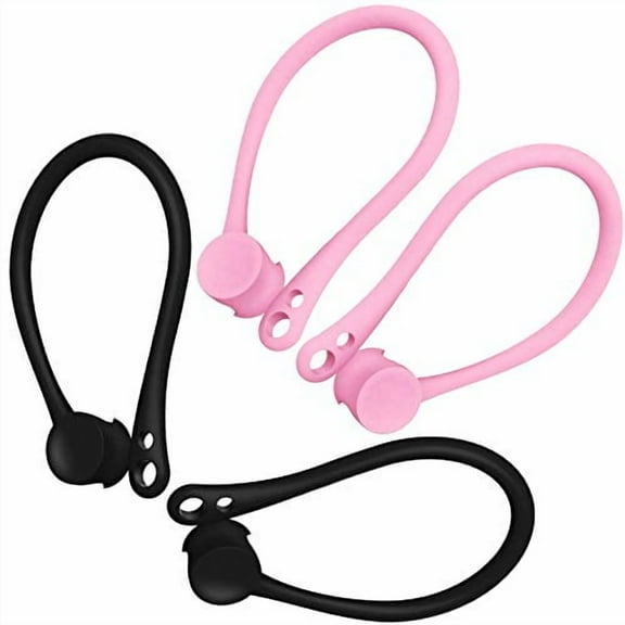 Ear Hooks for AirPods, 2 Pair EarHooks Over-Ear Secure Sport Headset Holder Loops for AirPods 1 & 2, Black, Pink