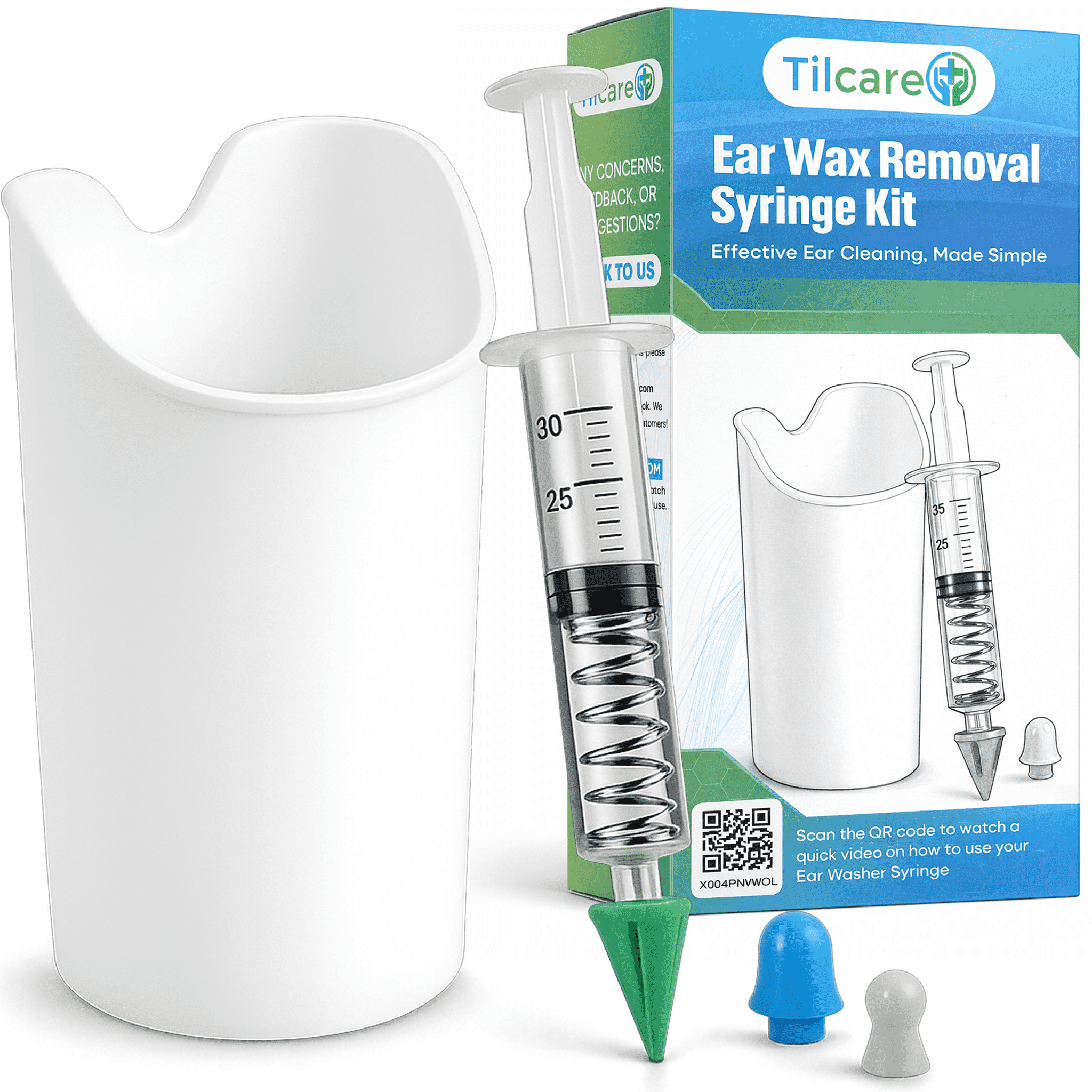 Tilcare Ear Irrigation Syringe With Flushing Basin Spring-Powered Self ...