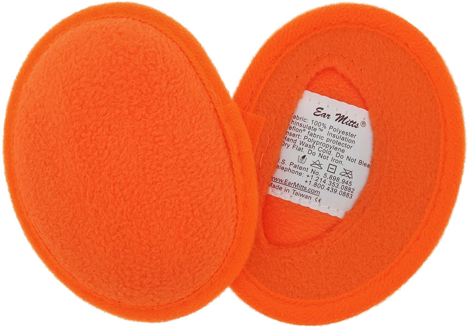 Ear Mitts Bandless Ear Muffs For Men, Safety Orange Fleece Ear Warmers