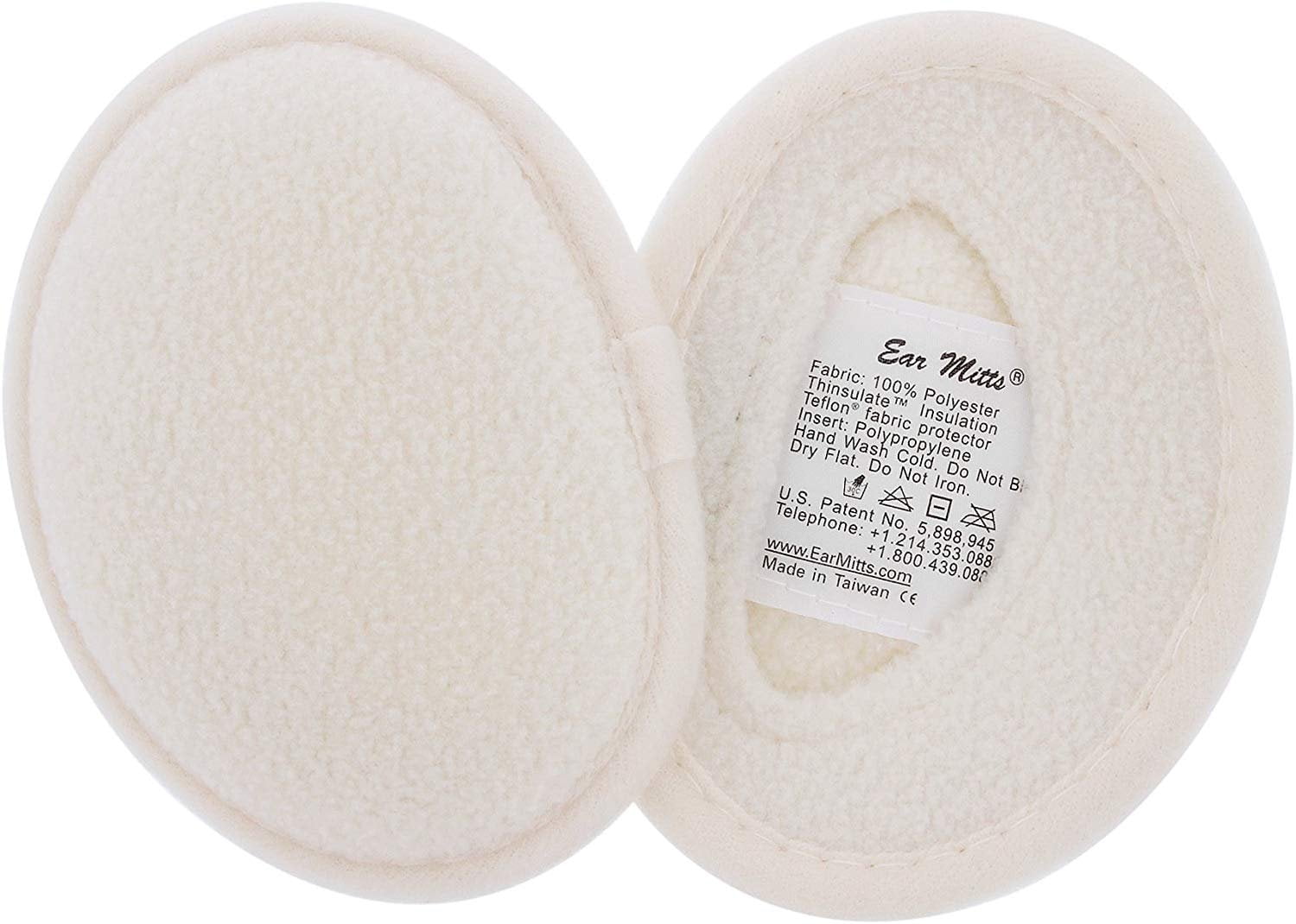 Ear Mitts Bandless Ear Muffs For Men & Women, White Fleece Ear Warmers