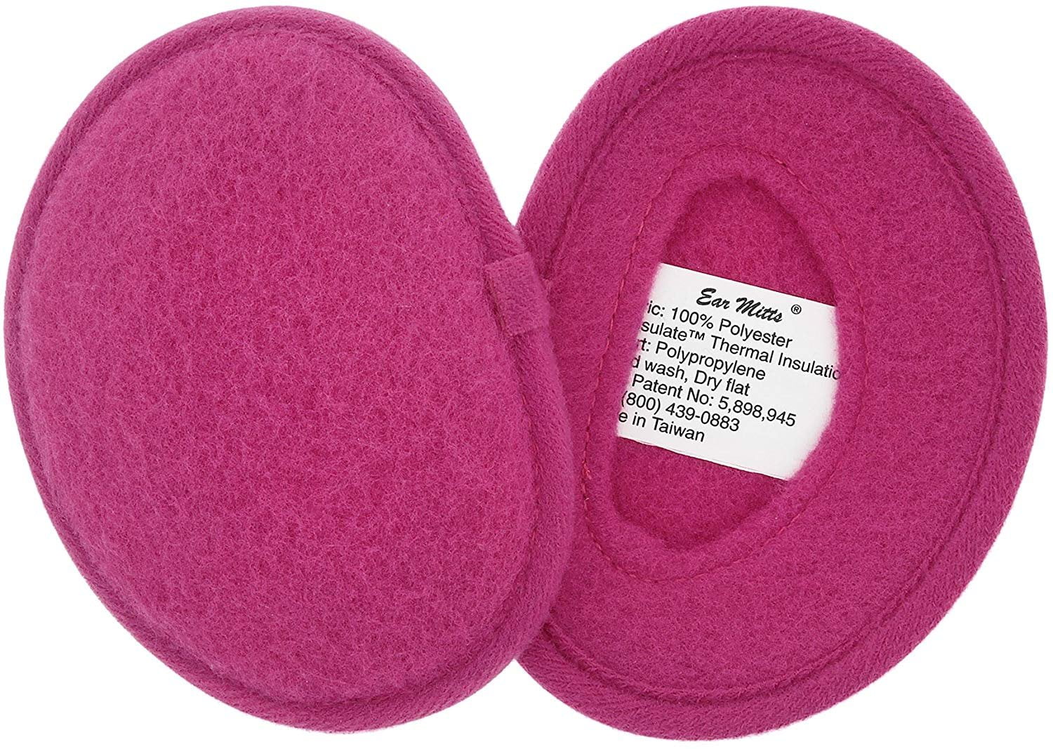Ear Mitts Bandless Ear Muffs For Women, Bright Pink Fleece Ear Warmers