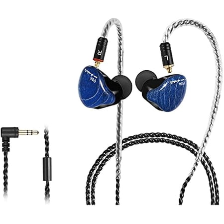 in Ear Monitor Headphones, HiFi Stereo IEM Earphones, Dynamic Dual Driver Wired Earbuds with Detachable Cable, Noise Canceling Headset for Singers Musicians Drummers Audiophile (Blue, No Mic)