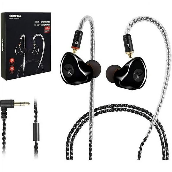 in Ear Monitor Headphones, HiFi Stereo IEM Earphones, Dynamic Dual Driver Wired Earbuds with Detachable Cable, Noise Canceling Headset for Singers Musicians Drummers Audiophile (Black)
