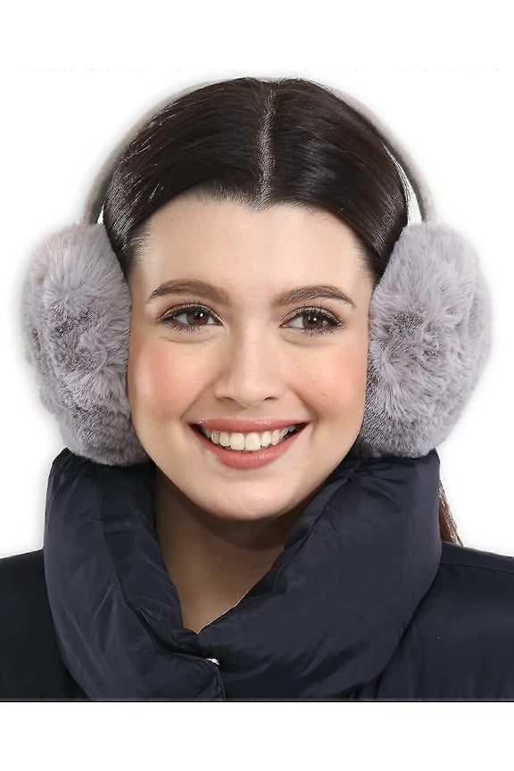 Ear Muffs For Women - Winter Ear Warmers - Soft Warm Cable Knit Furry Fleece Earmuffs - Ear Covers For Cold Weather-gray