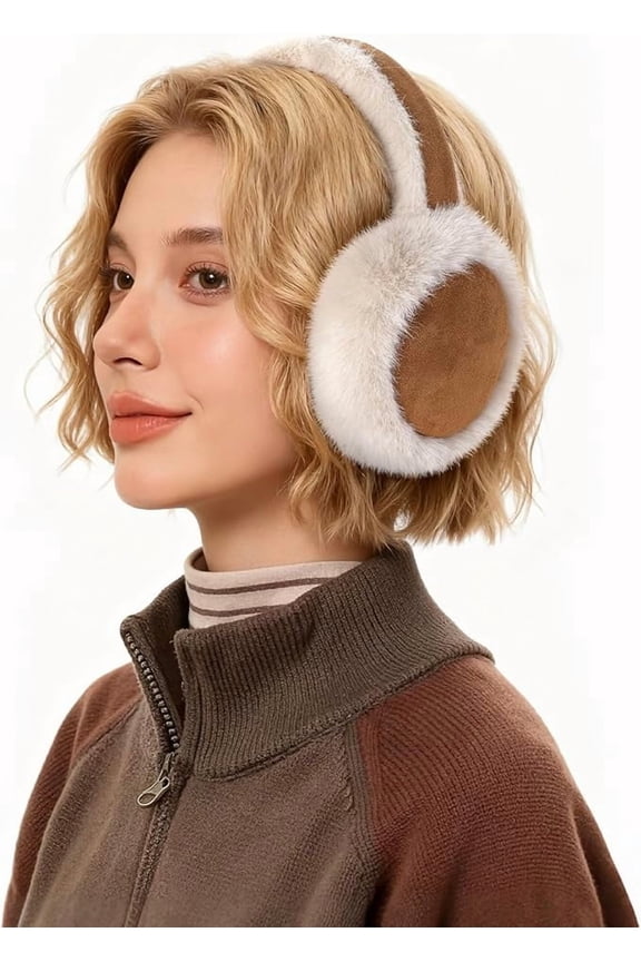 Ear Muffs for Winter Women Men Foldable Fuzzy Cold Outdoor Earmuffs Soft Faux Furry Ear Warmers Covers