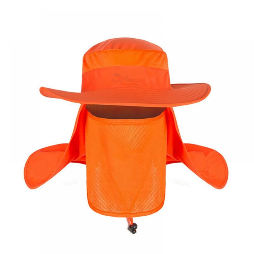 Men's Sun Hat Upf 50+ Wide Brim Bucket Hat Windproof Fishing Hats, Orange