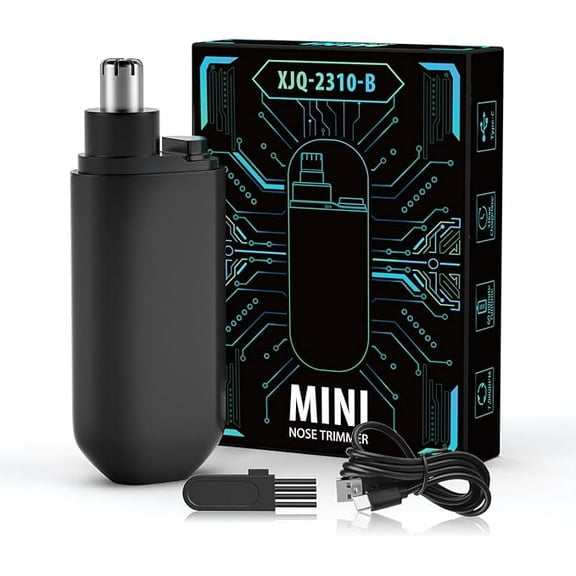 Ear and Nose Hair Trimmer,Painless Eyebrow & Nose Hair Trimmer for Men Women,Rechargeable Trimmer with IPX7 Waterproof,Dual Edge Blades Clipper for Easy Cleansing Travel Size (Black)