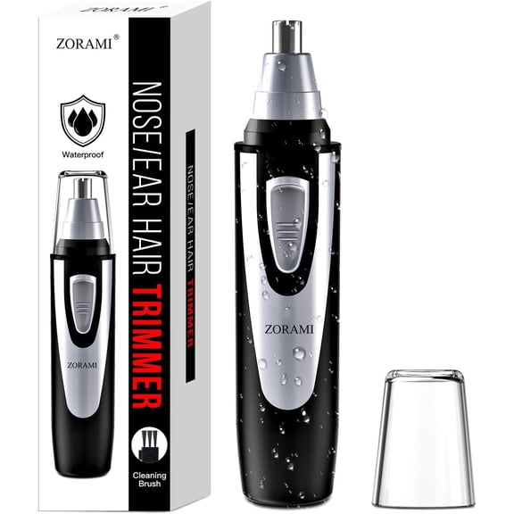 Ear and Nose Hair Trimmer Clipper - 2024 Professional Painless Eyebrow & Facial Hair Trimmer for Men Women,Battery-Operated Trimmer with IPX7 Waterproof,Dual Edge Blades for Easy Cleansing Black