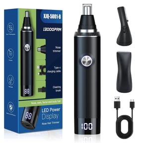 Rechargeable Nose and Ear Hair Trimmer for Men, Professional Painless USB Rechargeable Eyebrow & Facial Hair Trimmer with Powerful Motor and Dual-Edge Blades, IPX7 Waterproof