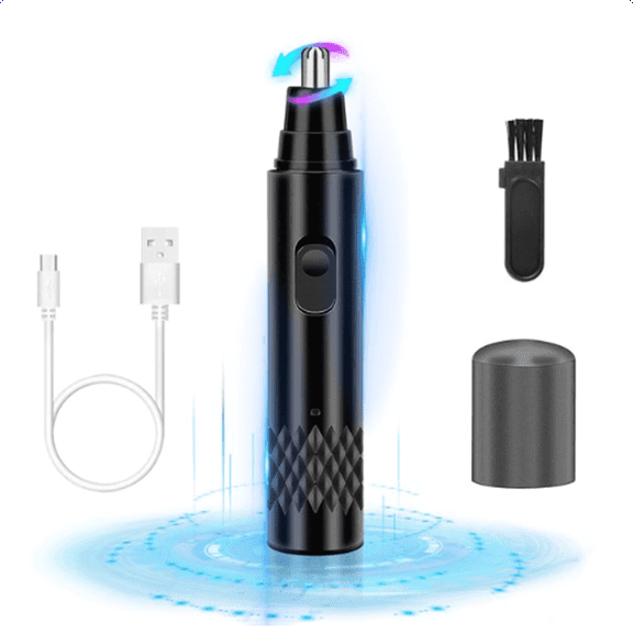Ear and Nose Hair Trimmer Clipper - Professional Painless Eyebrow & Facial Hair Trimmer for Men Women, USB Rechargeable Electric Trimmer , Dual Edge Blades for Easy Cleansing Black